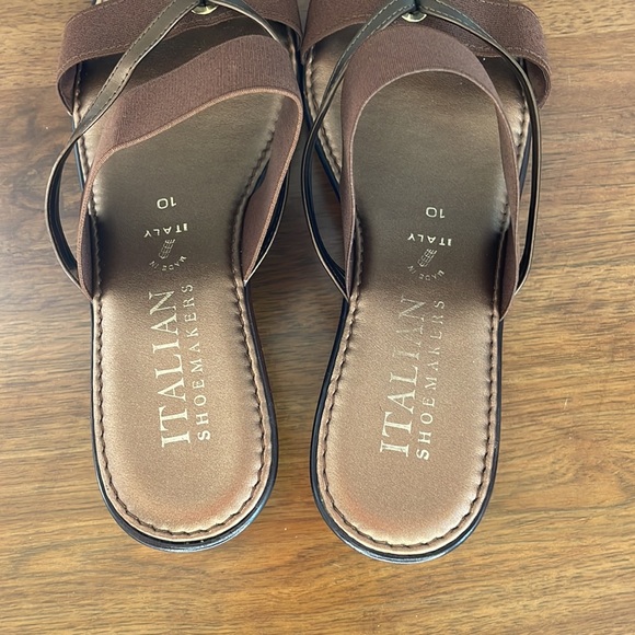 ITALIAN SHOEMAKERS ELASTIC WEDGE SANDALS - Picture 8 of 14